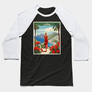 Capri Italy Vintage Tourism Travel Poster Baseball T-Shirt